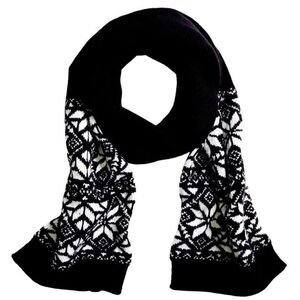 Brooks Brothers Fair Isle Wool Blend Kids Scarf Black & White